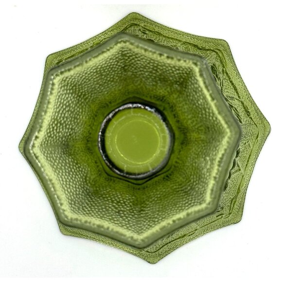 Vintage Anchor Hocking Green Glass Candy Dish With Grape & Leaf Design - Picture 3 of 7